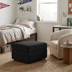 Black Velvet Storage Ottoman - 30-inch