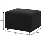 Black Velvet Storage Ottoman - 30-inch