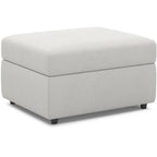 Beige and Black Chenille Storage Ottoman - 30-inch