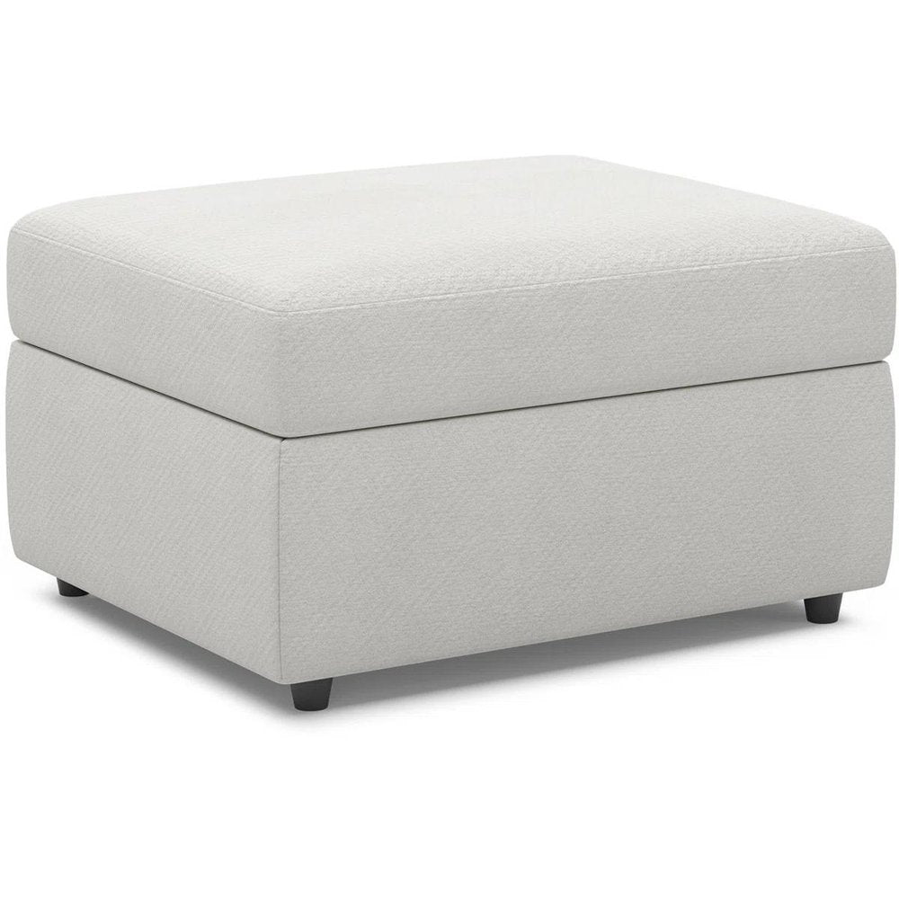 Beige and Black Chenille Storage Ottoman - 30-inch