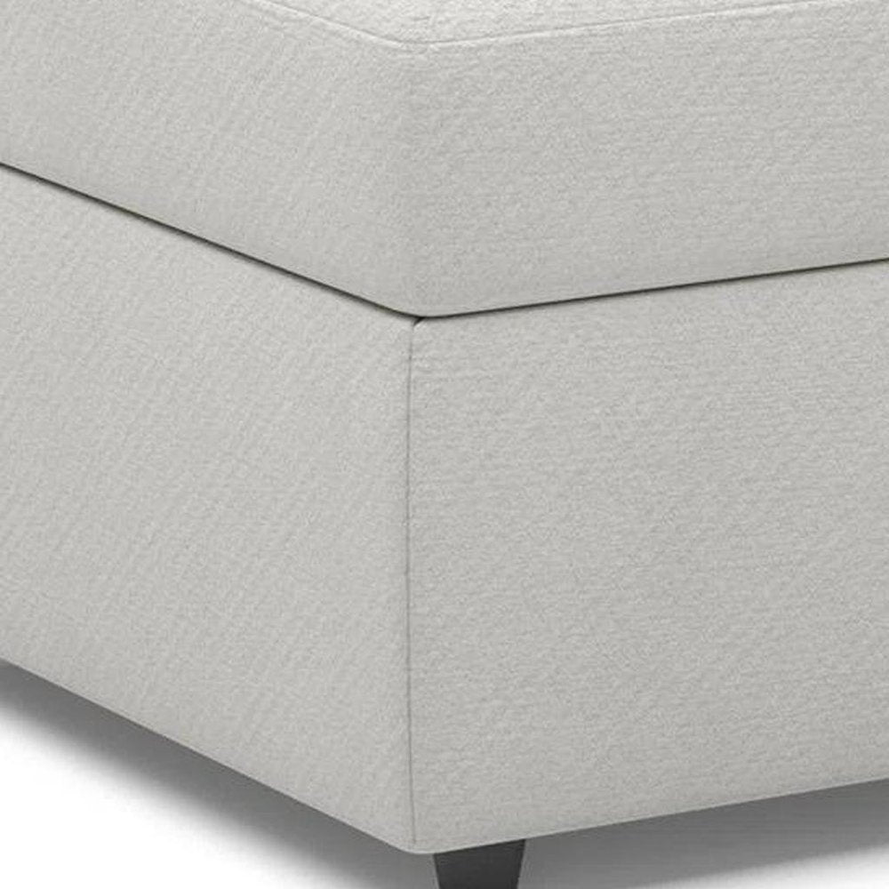 Beige and Black Chenille Storage Ottoman - 30-inch