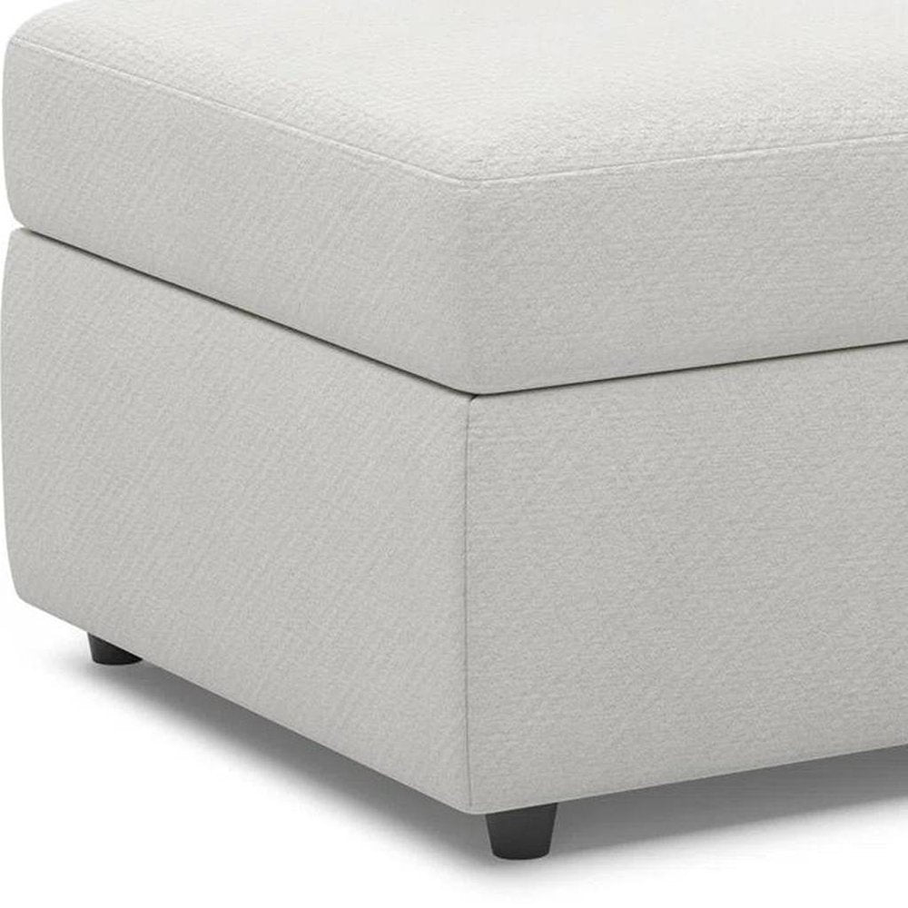 Beige and Black Chenille Storage Ottoman - 30-inch