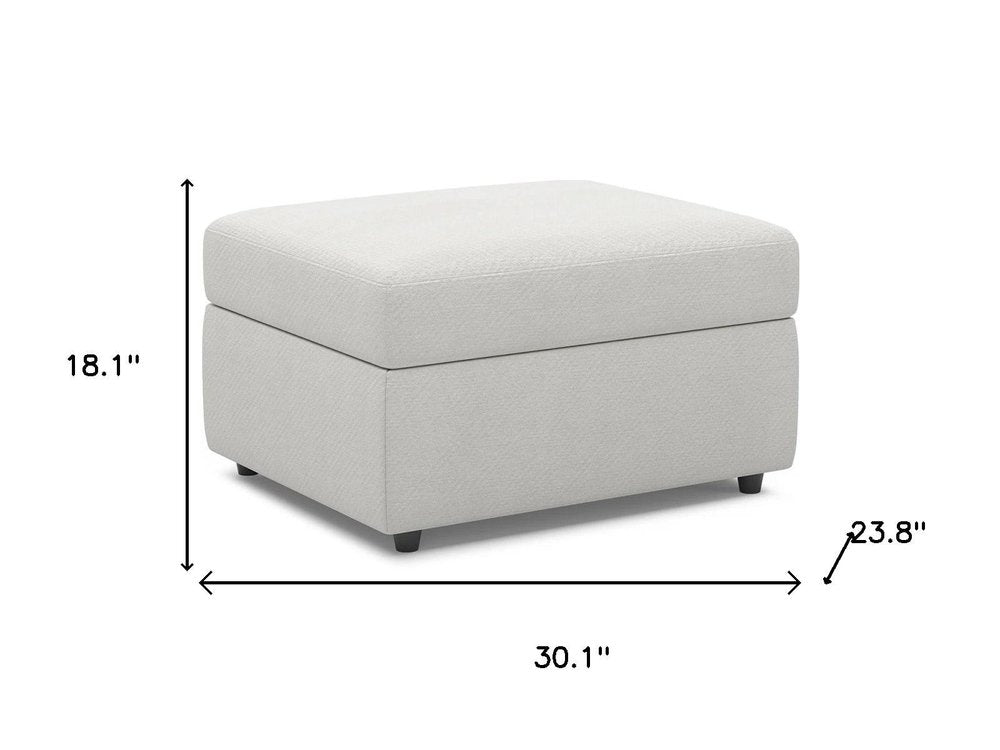 Beige and Black Chenille Storage Ottoman - 30-inch