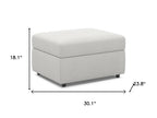 Beige and Black Chenille Storage Ottoman - 30-inch