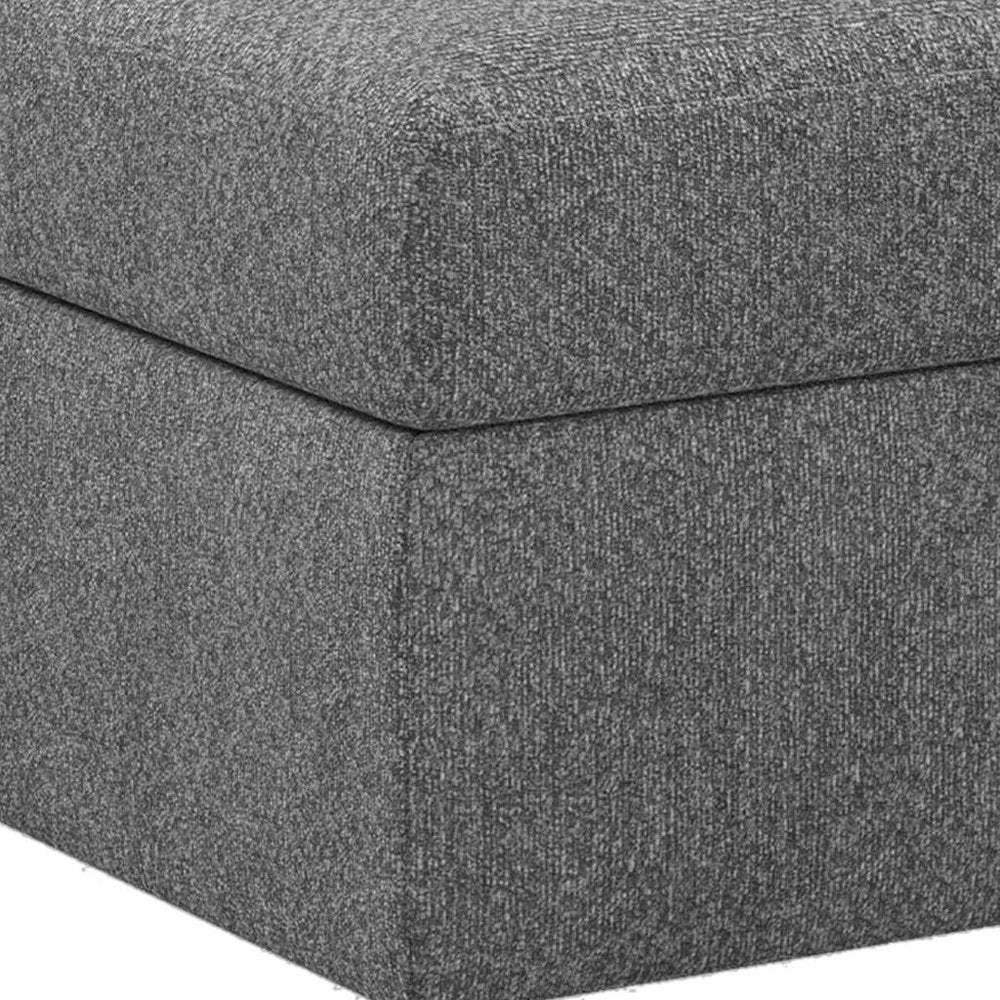 Beige and Black Chenille Storage Ottoman - 30-inch