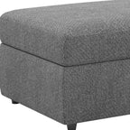 Beige and Black Chenille Storage Ottoman - 30-inch