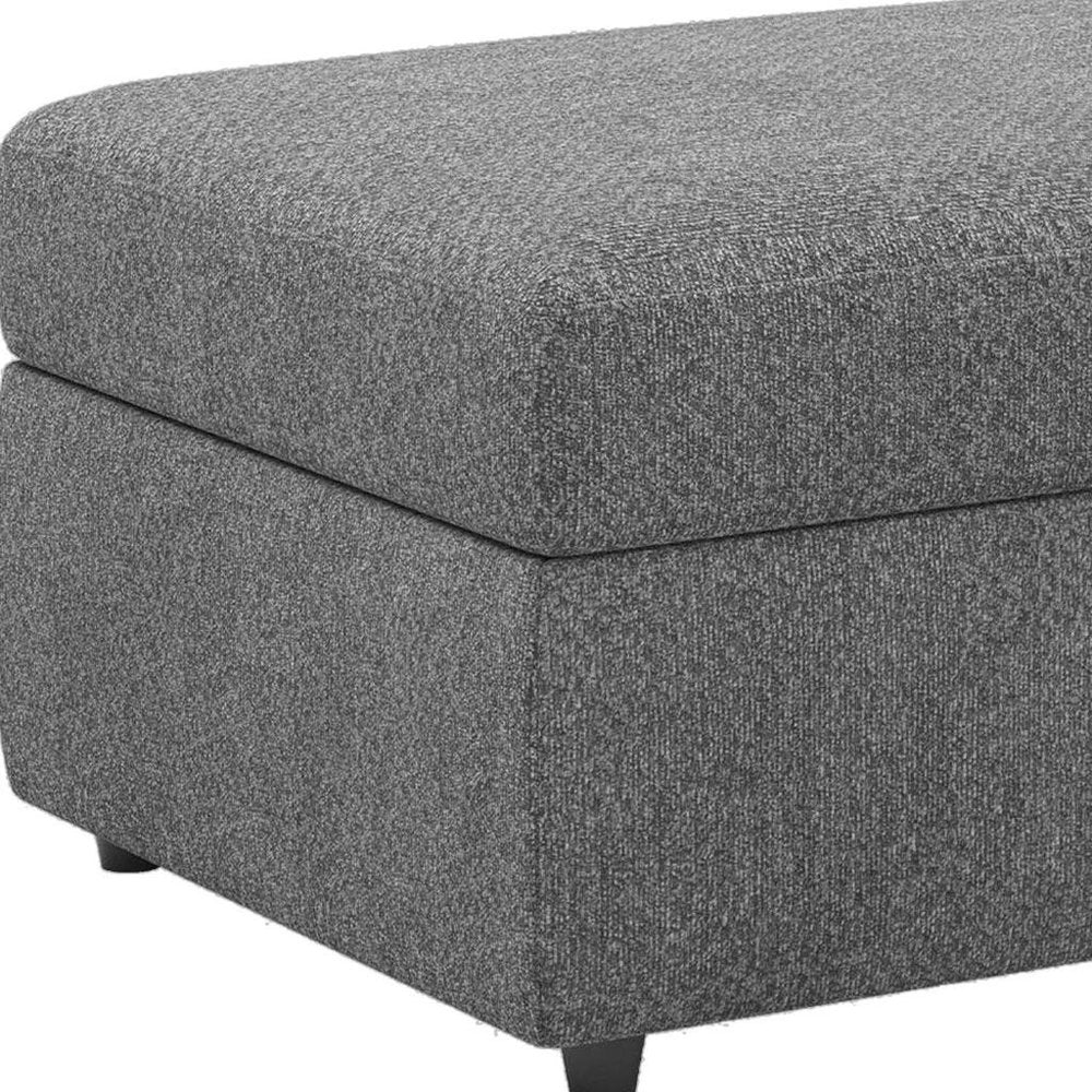 Beige and Black Chenille Storage Ottoman - 30-inch