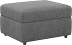 Beige and Black Chenille Storage Ottoman - 30-inch