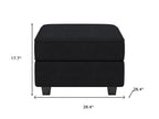Teal Blue and Black Solid Wood and Microfiber Storage Ottoman - 26-inch