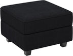 Teal Blue and Black Solid Wood and Microfiber Storage Ottoman - 26-inch