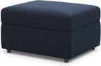 Black Velvet Storage Ottoman - 30-inch