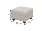 Beige and Black Velvet Tufted Storage Ottoman - 26-inch