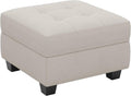 Beige and Black Velvet Tufted Storage Ottoman - 26-inch
