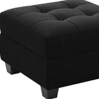 Beige and Black Velvet Tufted Storage Ottoman - 26-inch