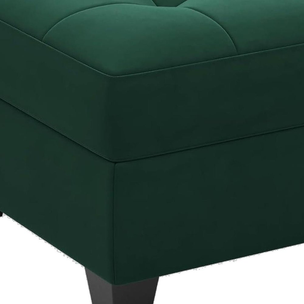 Beige and Black Velvet Tufted Storage Ottoman - 26-inch
