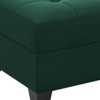 Beige and Black Velvet Tufted Storage Ottoman - 26-inch