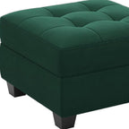 Beige and Black Velvet Tufted Storage Ottoman - 26-inch