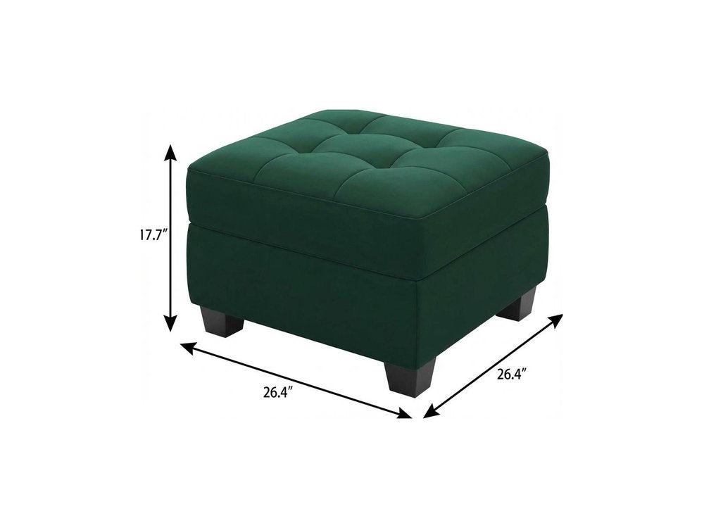 Beige and Black Velvet Tufted Storage Ottoman - 26-inch