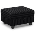 Black Faux Fur Storage Ottoman - 30-inch