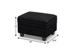 Black Faux Fur Storage Ottoman - 30-inch