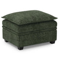 Green and Black Chenille Storage Ottoman - 30-inch