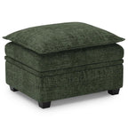 Green and Black Chenille Storage Ottoman - 30-inch