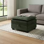 Green and Black Chenille Storage Ottoman - 30-inch