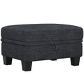 Gray and Black Chenille Storage Ottoman - 29-inch