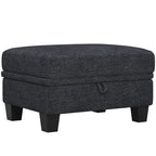 Gray and Black Chenille Storage Ottoman - 29-inch