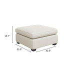 Beige and Black Velvet Ottoman - 32-inch