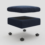 Beige and Black Velvet Ottoman - 32-inch
