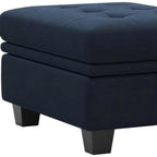 Blue and Black Velvet Tufted Storage Ottoman - 32-inch