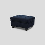 Blue and Black Velvet Tufted Storage Ottoman - 32-inch