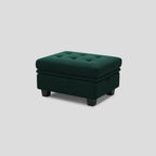 Blue and Black Velvet Tufted Storage Ottoman - 32-inch