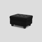 Blue and Black Velvet Tufted Storage Ottoman - 32-inch