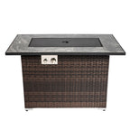 50000 Btu 43 Brown Wicker Propane Rectangular Fire Pit with Cover