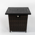 50000 Btu 28 Black Rattan Propane Square Fire Pit with Cover