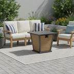 50000 Btu 28 Black Steel Propane Square Fire Pit with Cover