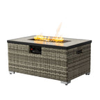 50000 Btu 32 Beige Iron Propane Rectangular Fire Pit with Cover