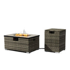 50000 Btu 32 Beige Iron Propane Rectangular Fire Pit with Cover