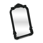 Black Solid Wood Scalloped Framed Makeup Shaving Tabletop Mirror - 12-inch