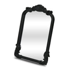 Black Solid Wood Scalloped Framed Makeup Shaving Tabletop Mirror - 12-inch