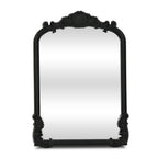 Black Solid Wood Scalloped Framed Makeup Shaving Tabletop Mirror - 12-inch