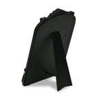 Black Solid Wood Scalloped Framed Makeup Shaving Tabletop Mirror - 12-inch