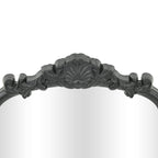 Black Solid Wood Scalloped Framed Makeup Shaving Tabletop Mirror - 12-inch