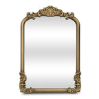 Gold Solid Wood Scalloped Framed Makeup Shaving Tabletop Mirror - 12-inch
