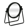 Black Metal Round Framed Adjustable Makeup Shaving Tabletop Mirror - 10-inch