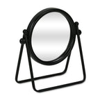 Black Metal Round Framed Adjustable Makeup Shaving Tabletop Mirror - 10-inch