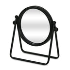 Black Metal Round Framed Adjustable Makeup Shaving Tabletop Mirror - 10-inch