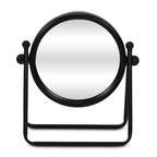 Black Metal Round Framed Adjustable Makeup Shaving Tabletop Mirror - 10-inch